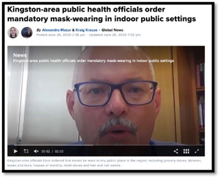 photo of Dr. Kieran Moore ordering mandatory face mask wearing