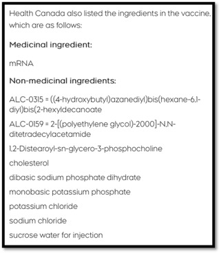 listing of vaccine ingredients