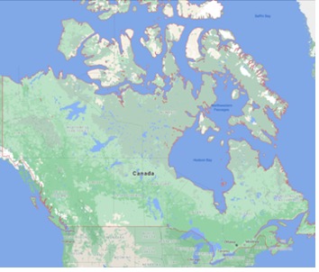 map of Canada and the surrounding waters