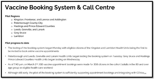 memo vaccine booking system pilot info