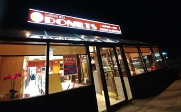 night time photo of Coffee Way store front
