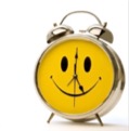 alarm clock with smiley face