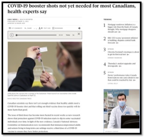 screenshot of news article female healthcare worker drawing vaccine from bottle into syringe