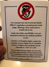 sign exempting from face mask wearing