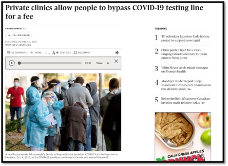screen shot of nurses talking to people in COVID-19 testing line up