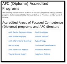 List of AFC diploma accredited programs within the Royal College