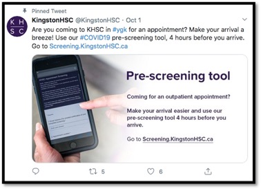 screen shot of KHSC mobile screening tool