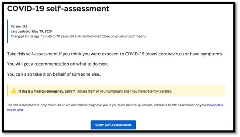 Instruction card for self assessment