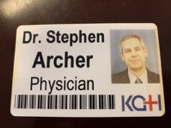 Dr. Archer hospital badge