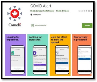 screen shot of covid-19 alert app