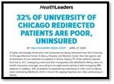 screenshot of magazine article32% of University of Chicago redirected patients are poor uninsured