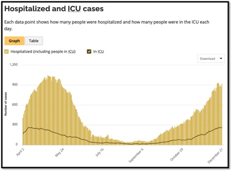 graph showing increased capacity in ICU beds