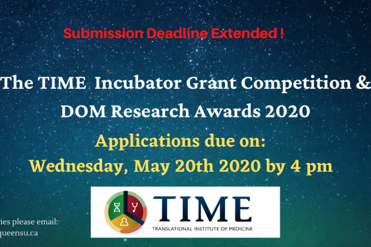 Announcement for TIME Incubator grant 2020 & Dom Awards deadline extenstion 
