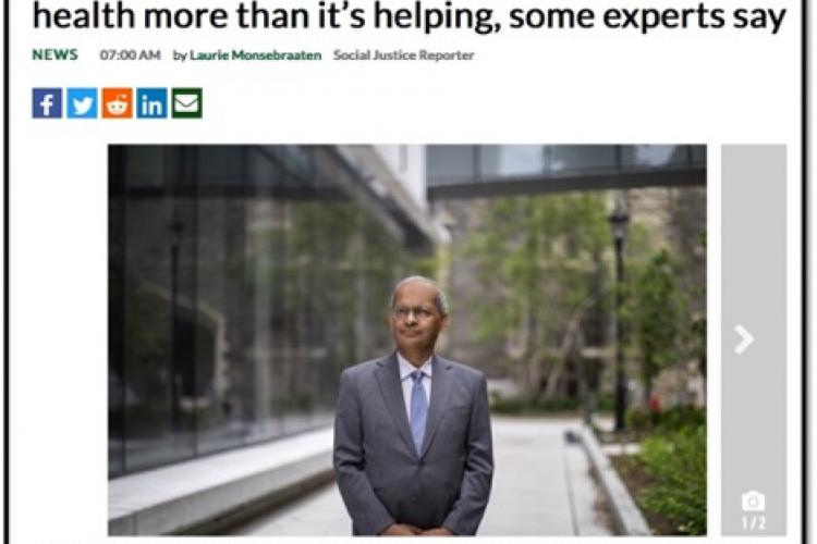 photo of Dr. Goel standing outside of School of Public Health U of T