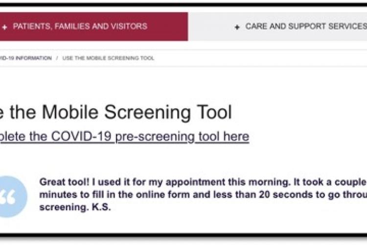 covid-19 mobile screening tool for KHSC patients