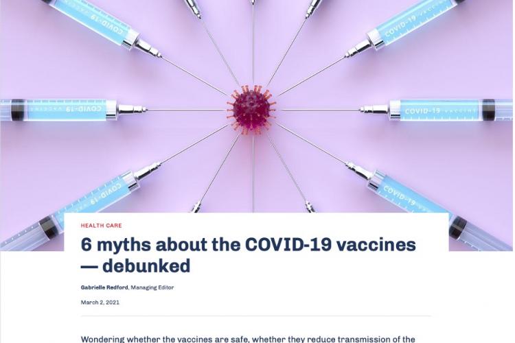 several needles surrounding a covid-19 virus